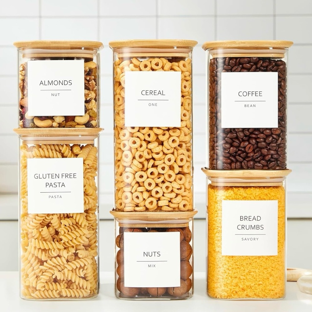 NEW. Total 79 labels. Cute modern self adhesive labels for pantry organization